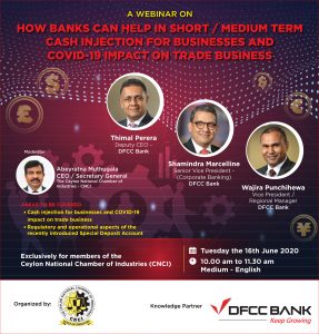 DFCC Bank partners with the CNCI to host a webinar guiding SMEs through the COVID-19 Pandemic 1